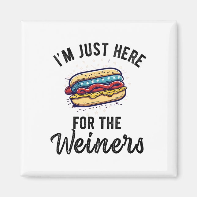 Jag är bara här för Weiners-fjorton Julens Hett Hu Magnet (Framsidan)