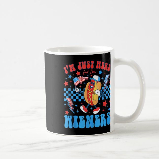 Jag är bara här för wienerkorvarna Rolig 4:e juli  Kaffemugg (Höger)