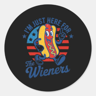 Jag Är Bara Här För Wieners Roliga 4:e Juli Pa Runt Klistermärke
