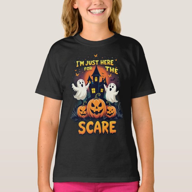 Jag är bara här och Skrämmer Halloween-skräckvibes T Shirt (Framsida)