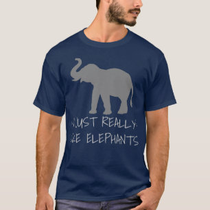 Jag är bara Verkligen som Elephants Cute Retro Ele T Shirt