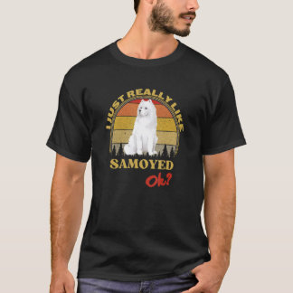 Jag är bara Verkligen som Samoyed Ok Retro Sunset  T Shirt