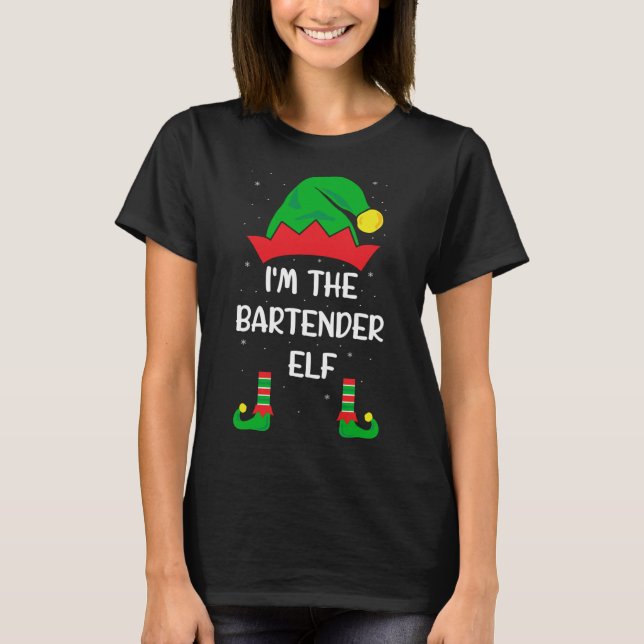 Jag är Bartender Elf Funny jul Bartending B T Shirt (Framsida)