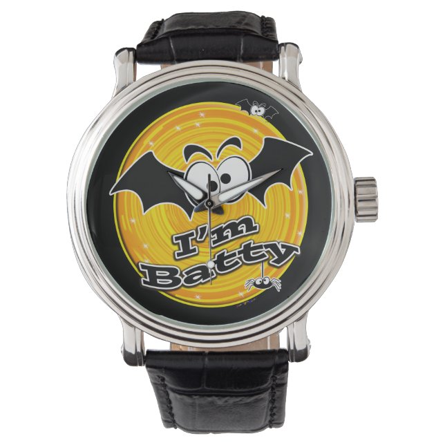 Jag är Batty Orange och Gul Virvel Armbandsur (Framsida)