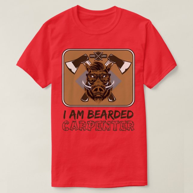 JAG ÄR BEARBETAD MED KARPENTER Bearded Boar Carpen T Shirt (Design framsida)