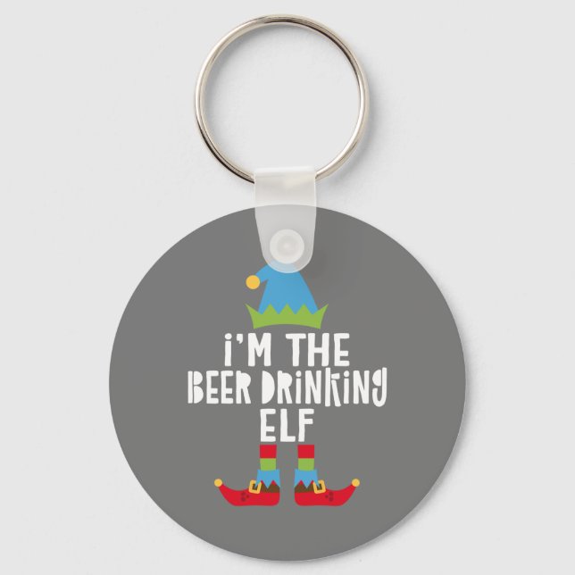 Jag är Beer som dricker Elf Matching Jul Nyckelring (Framsida)