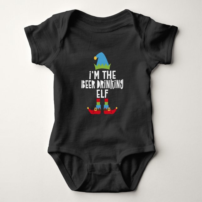 Jag är Beer som dricker Elf Matching Jul T Shirt (Framsida)