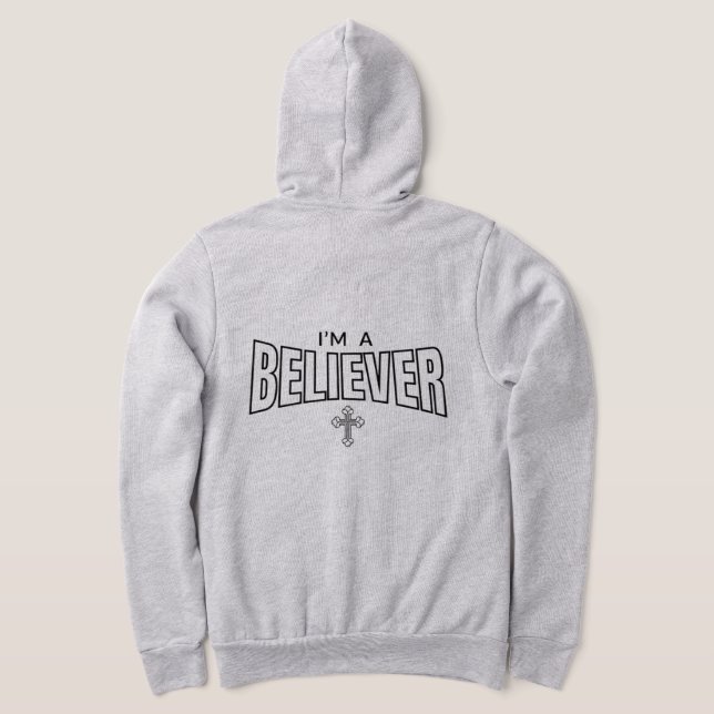 Jag är Believer Fullt-Zip Hoodie T Shirt (Laydown Baksida)