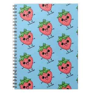 Jag är Berry Lycklig gullig kawaii-jordgubbshoppan Anteckningsbok