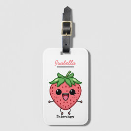 Jag är Berry Lycklig gullig kawaii-jordgubbshoppan Bagagebricka