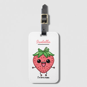 Jag är Berry Lycklig gullig kawaii-jordgubbshoppan Bagagebricka
