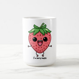 Jag är Berry Lycklig gullig kawaii-jordgubbshoppan Kaffemugg
