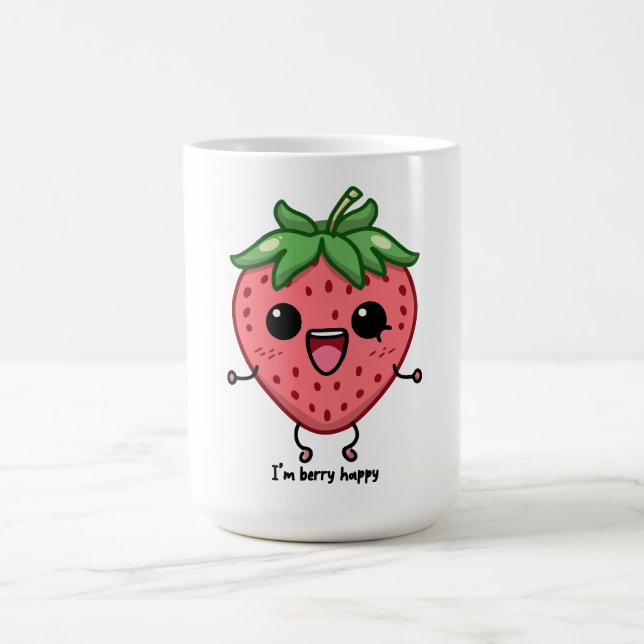 Jag är Berry Lycklig gullig kawaii-jordgubbshoppan Kaffemugg (Center)