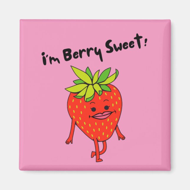 Jag är Berry Sweet! - Funny Fruit Pun Magnet (Framsidan)
