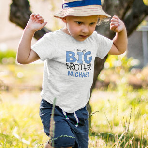 Jag är Big Brother Cute Blue Modern Whimsical T Shirt
