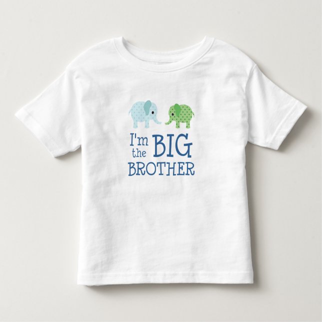 Jag är Big Brother Cute Elephants Kids T Shirt (Framsida)