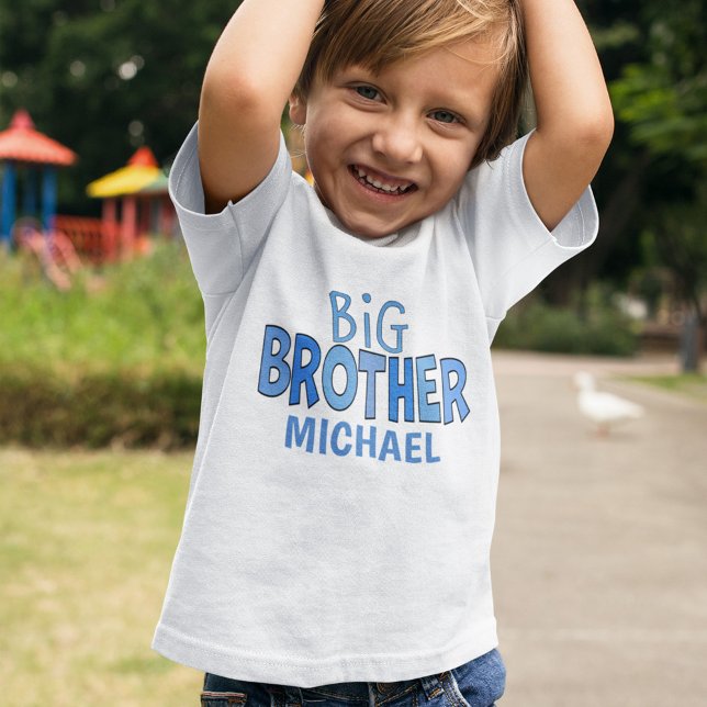 Jag är Big Brother Whimsical Modern Blue T Shirt (Skapare uppladdad)