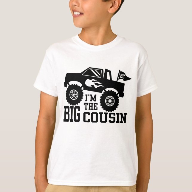 Jag är Big Cousin Monster Lastbil T Shirt (Framsida)