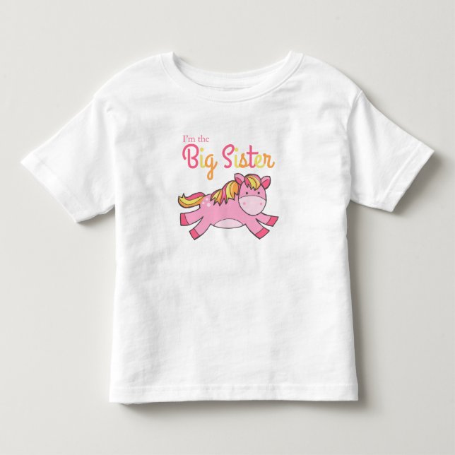 Jag är Big Sister - Cute Rosa Pony Tee (Framsida)
