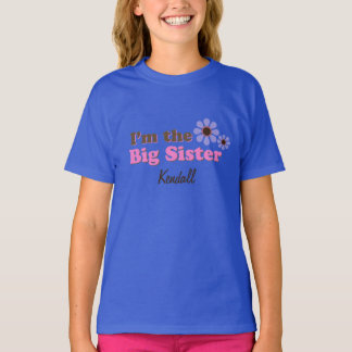 Jag är Big Sister Mod Flowers Personlig TShirt Tee Shirt