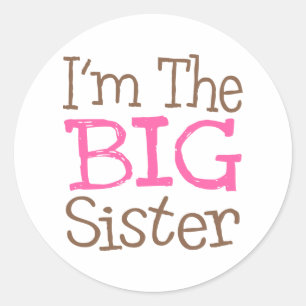 Jag är Big Sister (Rosa) Runt Klistermärke