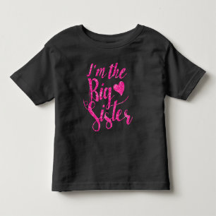 Jag är Big Sister Shock rosa Glitter-Print Tee