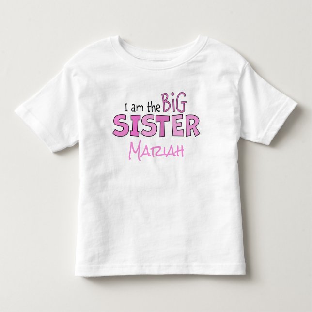 Jag är Big Sister Whimsical Rosa Cute Modern T Shirt (Framsida)