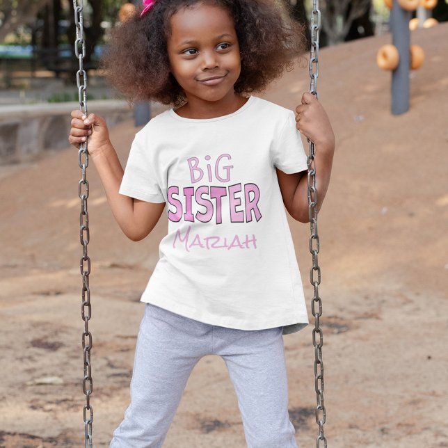Jag är Big Sister Whimsical Rosa Cute T Shirt (Skapare uppladdad)