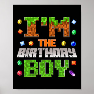 Jag är Birthday Boy Bday Party Video Gamer Pixel Poster