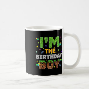 Jag är Birthday Boy Pixel Gamer Party Matching Fa Kaffemugg