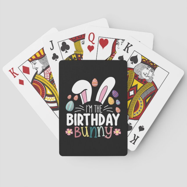 Jag är Birthday Bunny Påsk-familjen. Casinokort (Baksidan)