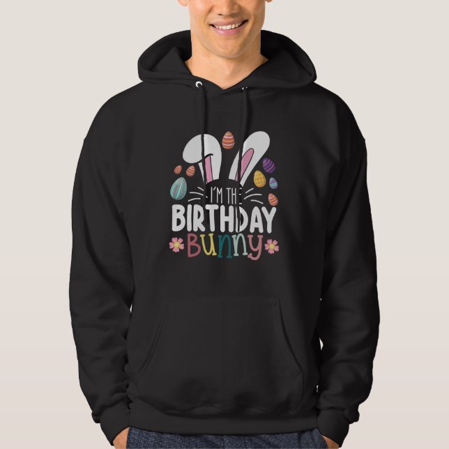 Jag är Birthday Bunny Påsk-familjen. Hoodie (Framsida)