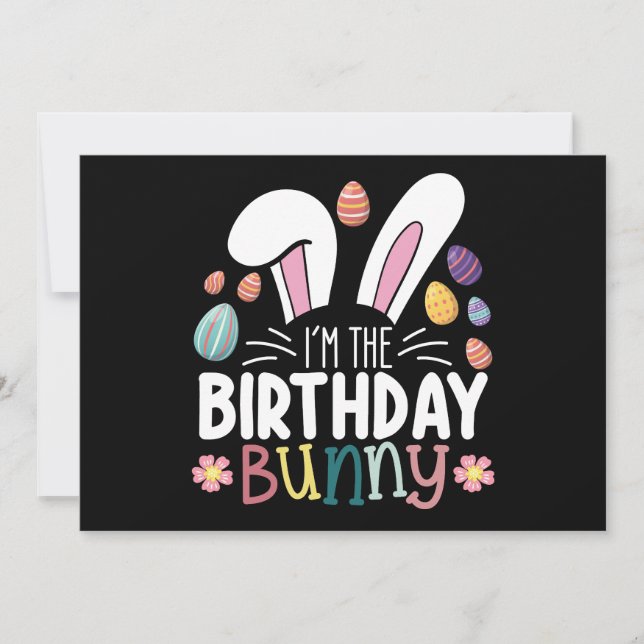 Jag är Birthday Bunny Påsk-familjen. Inbjudningar (Framsida)