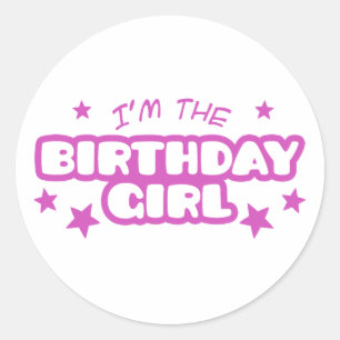 Jag är Birthday Girl Runt Klistermärke