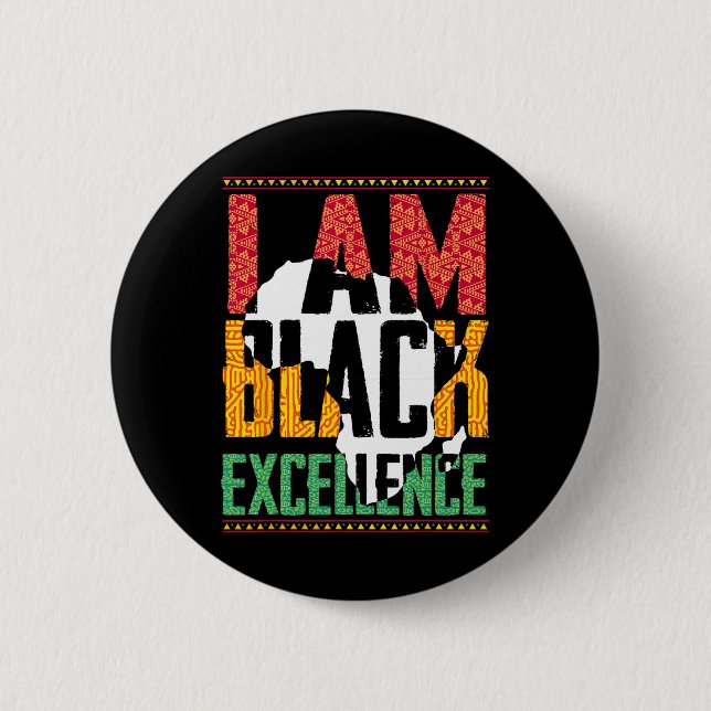 Jag är Black Excellence Afro Pride Junetteonde Knapp (Framsida)