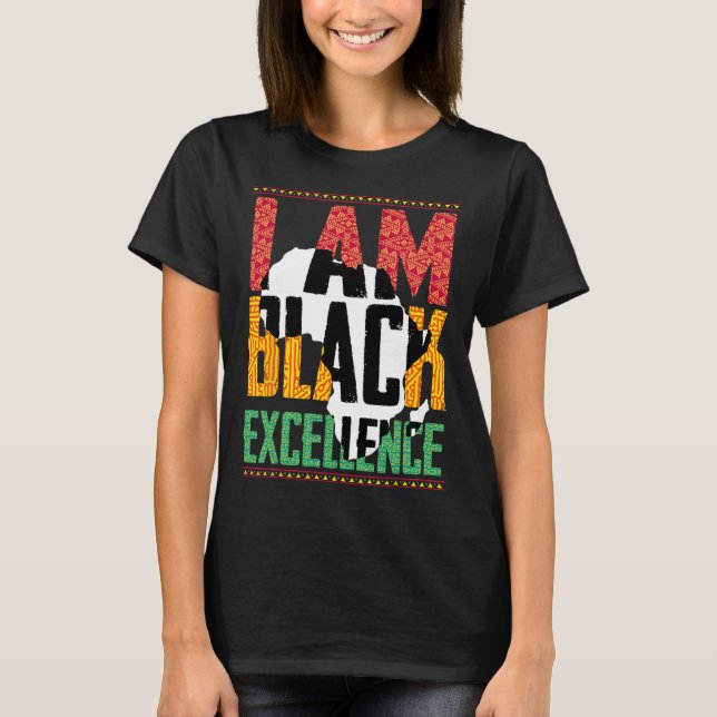 Jag är Black Excellence Afro Pride Junetteonde T Shirt (Framsida)