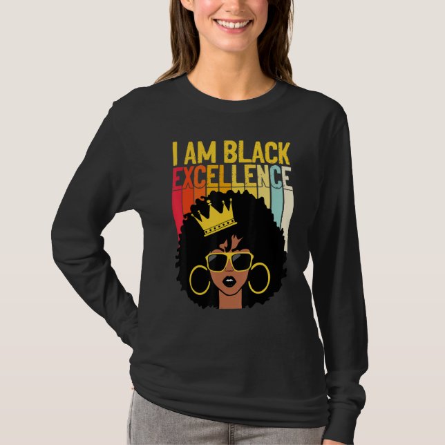 Jag är Black Excellence Melanin Queen Afro Women A T Shirt (Framsida)
