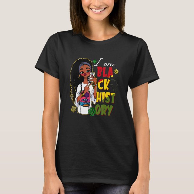 Jag är Black History Afro Girl African Mela T Shirt (Framsida)