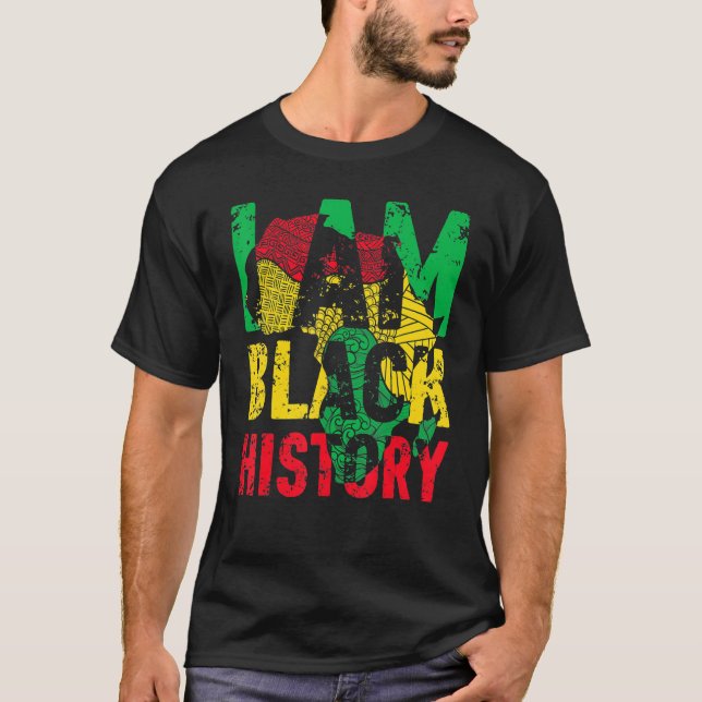 Jag är Black History Month African American Flagga T Shirt (Framsida)