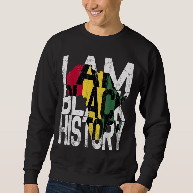 Jag är Black History Month African American Pride Lång Ärmad Tröja (Framsida)