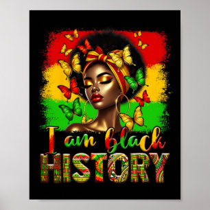 Jag är Black History Month Black Melanin Afro Girl Poster