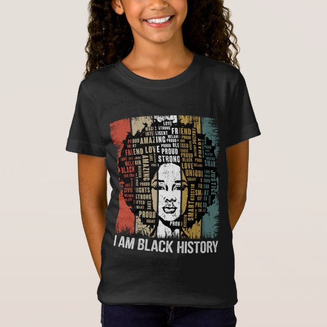 Jag är Black History Month Proud African American  T Shirt (Framsida)
