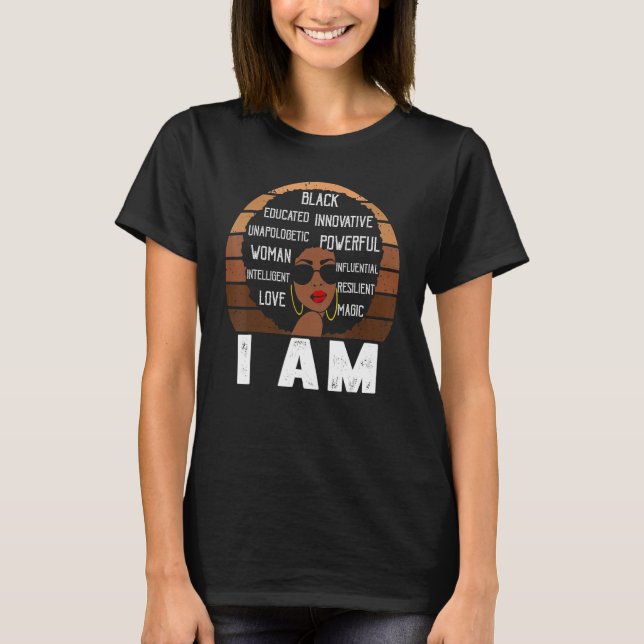 Jag är Black History Powerful Black History Month  T Shirt (Framsida)