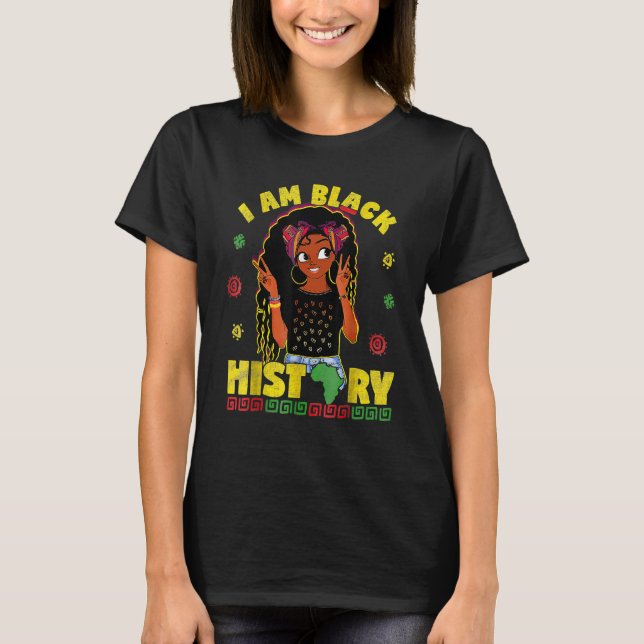 Jag är Black History Queen Melanin Afro African Pr T Shirt (Framsida)
