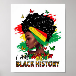 Jag är Black History Queen och sväng Bhm Afro W Poster