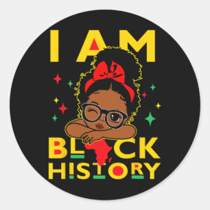 Jag är Black History Shirt För barn Girls Black Hi Runt Klistermärke