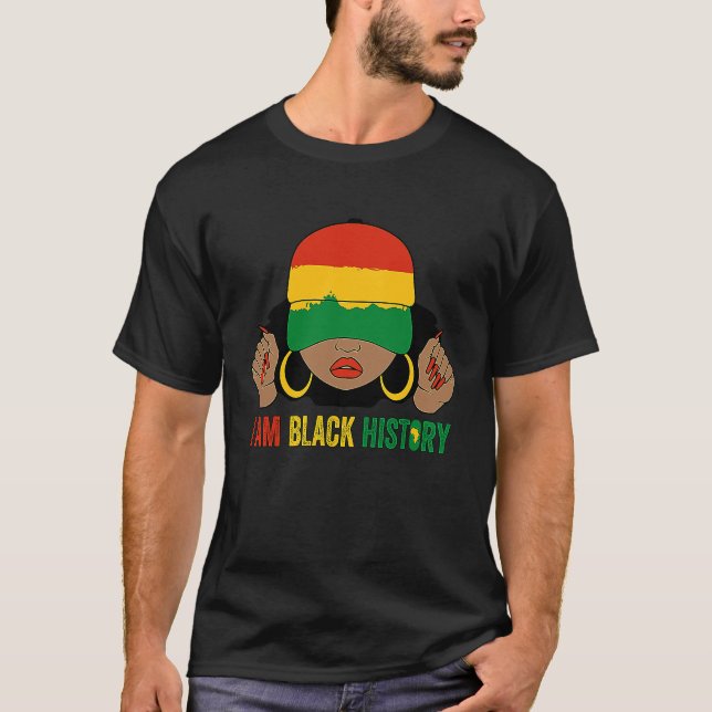 JAG ÄR BLACK HISTORY Women Girls Black Queen Month T Shirt (Framsida)