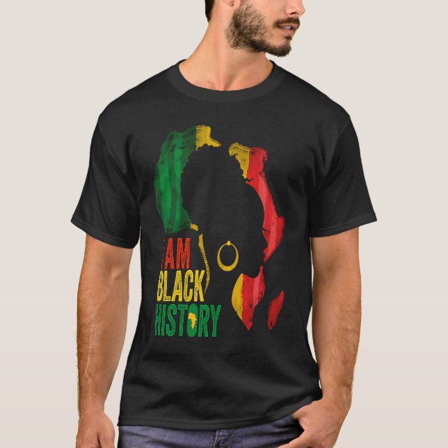 JAG ÄR BLACK HISTORY Women Girls Black Queen Month T Shirt (Framsida)