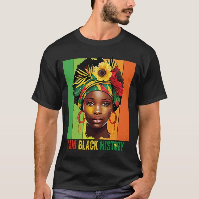 JAG ÄR BLACK HISTORY Women Girls Black Queen Month T Shirt (Framsida)