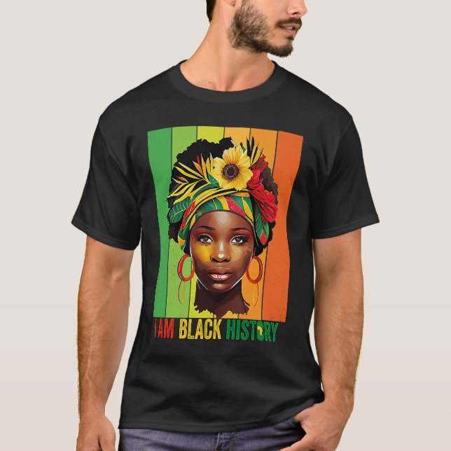 JAG ÄR BLACK HISTORY Women Girls Black Queen Month T Shirt (Framsida)